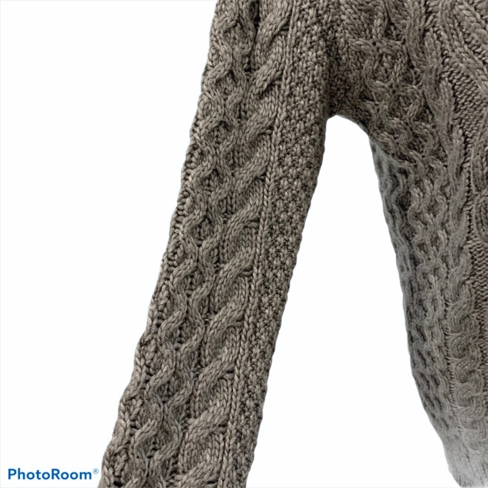 Zara Chunky Cowl Neck Heavy Knit Gray Cabled Sweater - Size Small - Picture 6 of 9